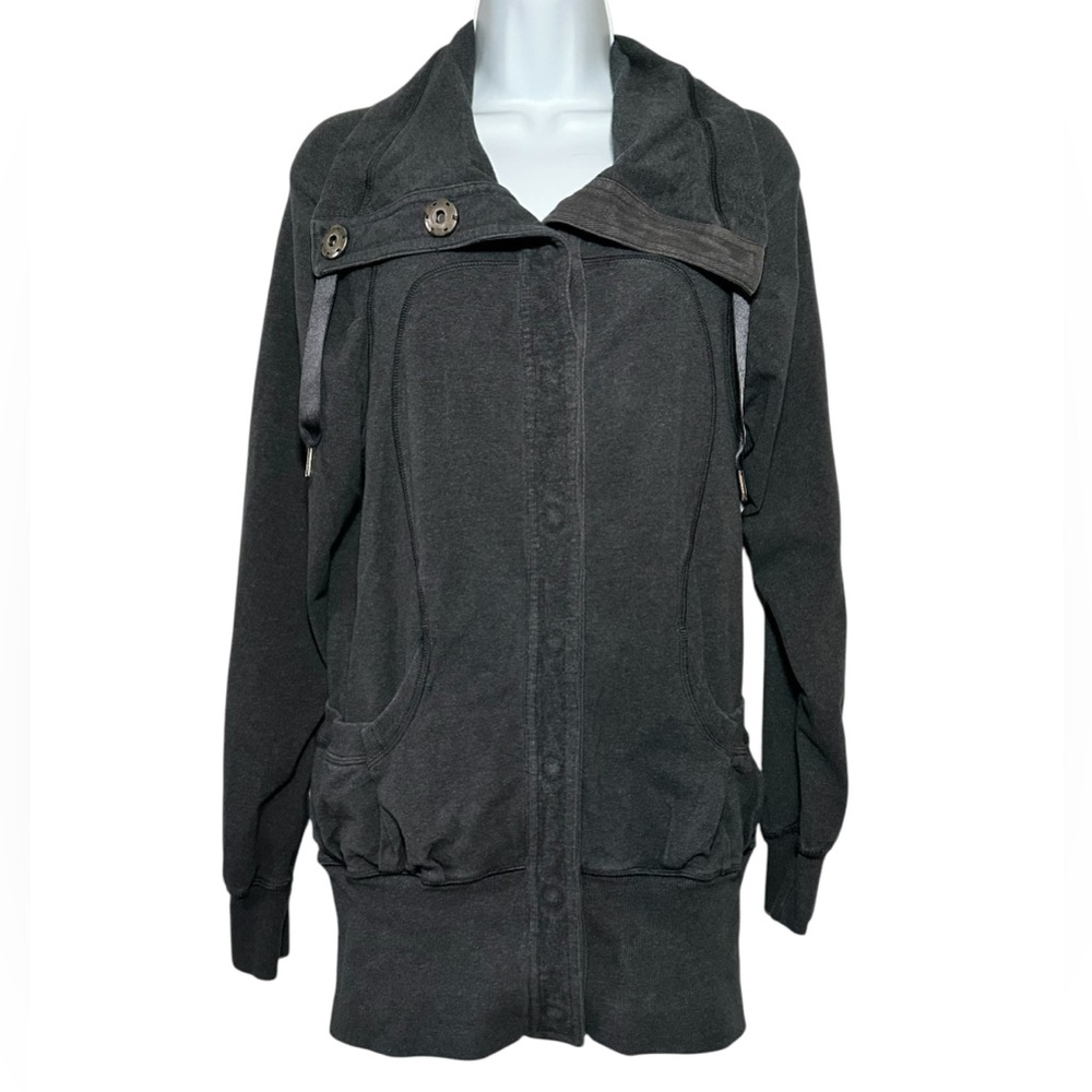 Lululemon Women’s Refresh Snap Up Charcoal Grey Sweatshirt Jacket- Size 4